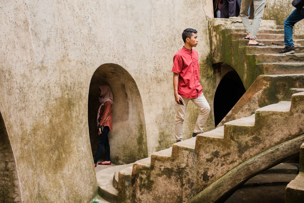 Steps and corridors around old temples in Indonesia