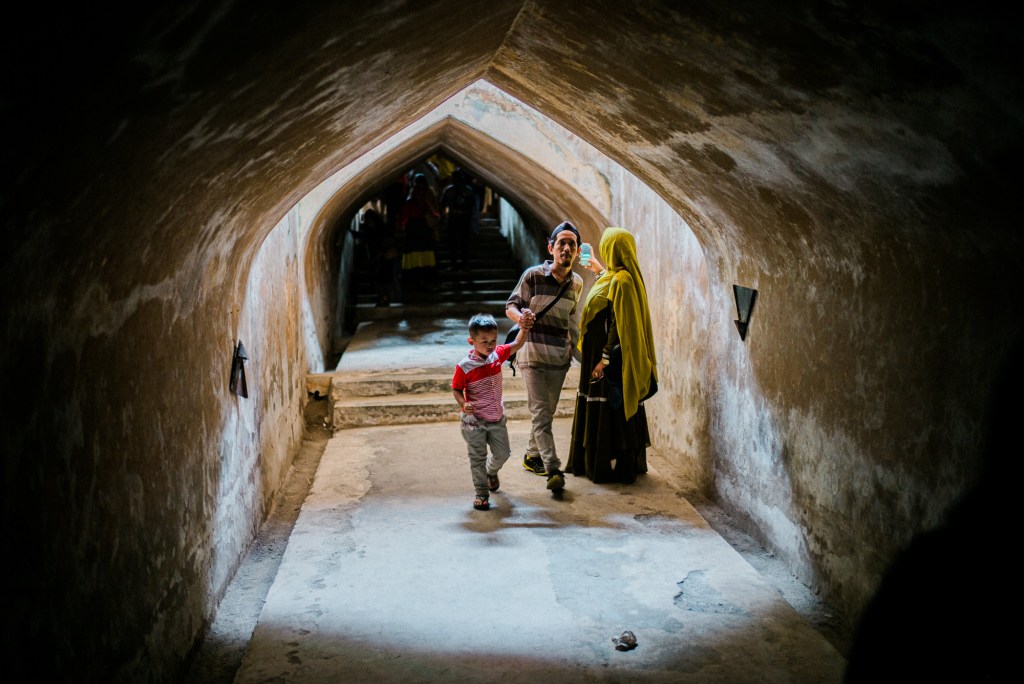 Steps and corridors around old temples in Indonesia
