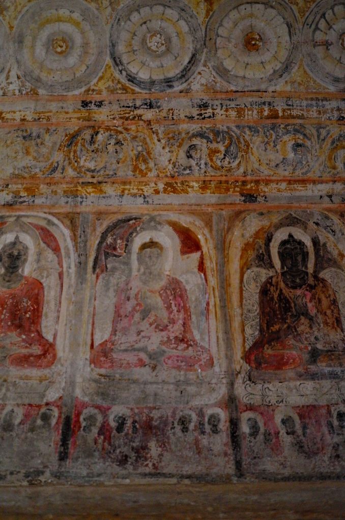 Faded paintings on the inside of Ananda Temple in Bagan, Myanmar