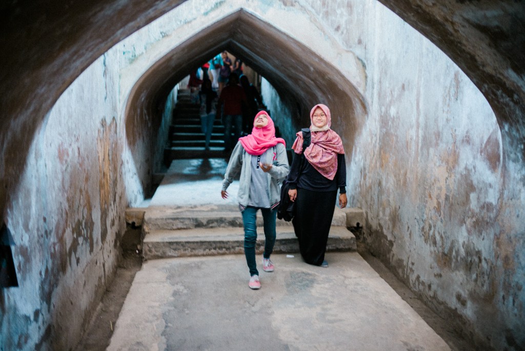 Steps and corridors around old temples in Indonesia